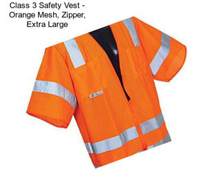Class 3 Safety Vest - Orange Mesh, Zipper, Extra Large