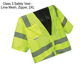 Class 3 Safety Vest - Lime Mesh, Zipper, 2XL