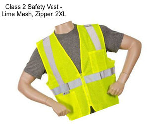 Class 2 Safety Vest - Lime Mesh, Zipper, 2XL