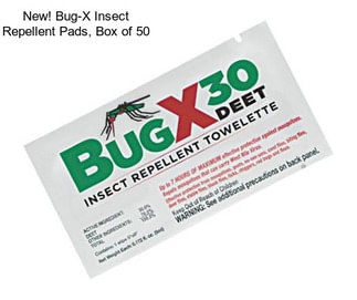 New! Bug-X Insect Repellent Pads, Box of 50