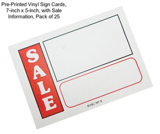 Pre-Printed Vinyl Sign Cards, 7-inch x 5-inch, with Sale Information, Pack of 25