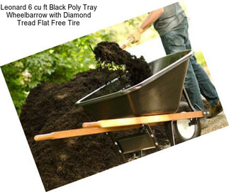 Leonard 6 cu ft Black Poly Tray Wheelbarrow with Diamond Tread Flat Free Tire