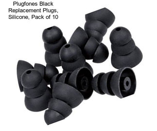 Plugfones Black Replacement Plugs, Silicone, Pack of 10