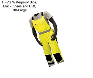 Hi-Viz Waterproof Bibs, Black Knees and Cuff, 3X-Large