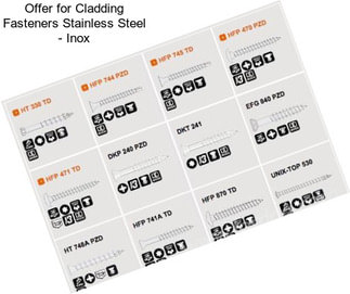 Offer for Cladding Fasteners Stainless Steel - Inox