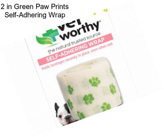 2 in Green Paw Prints Self-Adhering Wrap