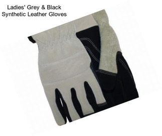 Ladies\' Grey & Black Synthetic Leather Gloves