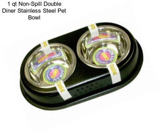 1 qt Non-Spill Double Diner Stainless Steel Pet Bowl