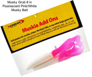 Musky Grub 8 in Fluorescent Pink/White Musky Bait