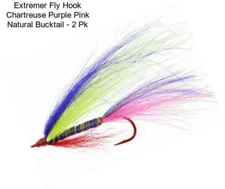 Extremer Fly Hook Chartreuse Purple Pink Natural Bucktail - 2 Pk