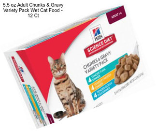 5.5 oz Adult Chunks & Gravy Variety Pack Wet Cat Food - 12 Ct