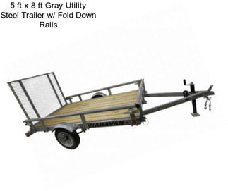 5 ft x 8 ft Gray Utility Steel Trailer w/ Fold Down Rails