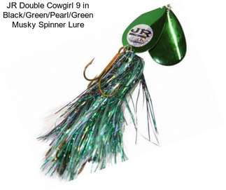 JR Double Cowgirl 9 in Black/Green/Pearl/Green Musky Spinner Lure