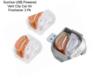 Sunrise USB Powered Vent Clip Car Air Freshener 3 Pk