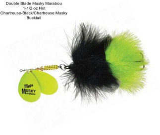 Double Blade Musky Marabou 1-1/2 oz Hot Chartreuse-Black/Chartreuse Musky Bucktail