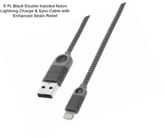 5\' Ft. Black Double Injected Nylon Lightning Charge & Sync Cable with Enhanced Strain Relief