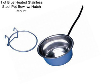 1 qt Blue Heated Stainless Steel Pet Bowl w/ Hutch Mount