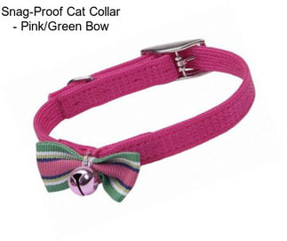 Snag-Proof Cat Collar - Pink/Green Bow