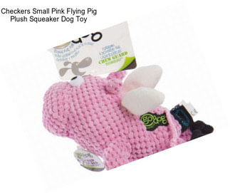 Checkers Small Pink Flying Pig Plush Squeaker Dog Toy