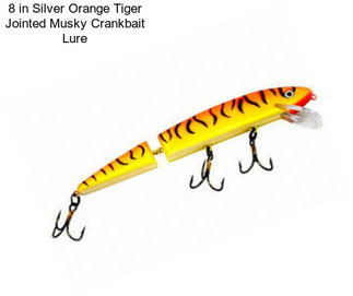 8 in Silver Orange Tiger Jointed Musky Crankbait Lure
