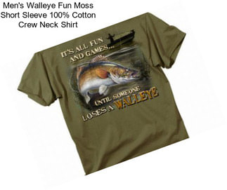 Men\'s Walleye Fun Moss Short Sleeve 100% Cotton Crew Neck Shirt