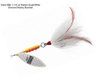 Giant Killer 1-1/4 oz Rainbo Scale/White Dressed Musky Bucktail