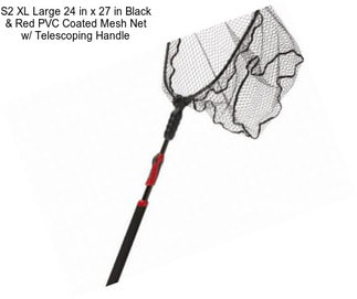 S2 XL Large 24 in x 27 in Black & Red PVC Coated Mesh Net w/ Telescoping Handle