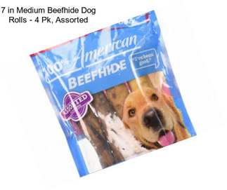 7 in Medium Beefhide Dog Rolls - 4 Pk, Assorted