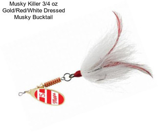 Musky Killer 3/4 oz Gold/Red/White Dressed Musky Bucktail