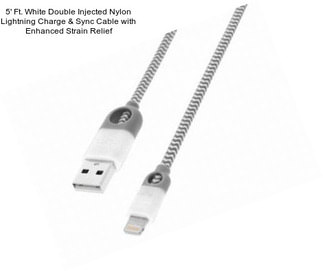 5\' Ft. White Double Injected Nylon Lightning Charge & Sync Cable with Enhanced Strain Relief