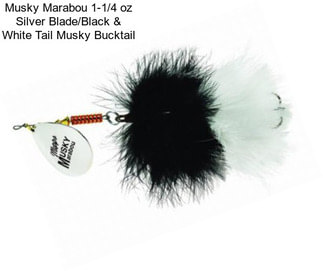 Musky Marabou 1-1/4 oz Silver Blade/Black & White Tail Musky Bucktail