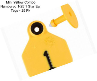 Mini Yellow Combo Numbered 1-25 1 Star Ear Tags - 25 Pk