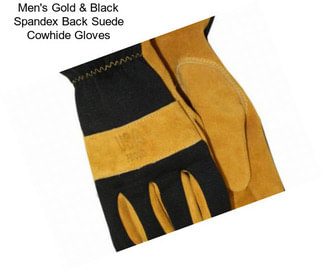 Men\'s Gold & Black Spandex Back Suede Cowhide Gloves