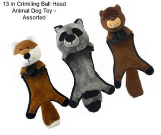 13 in Crinkling Ball Head Animal Dog Toy - Assorted