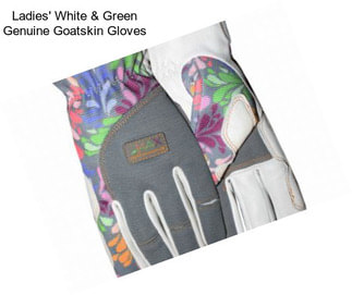 Ladies\' White & Green Genuine Goatskin Gloves