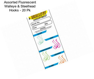 Assorted Fluorescent Walleye & Steelhead Hooks - 20 Pk