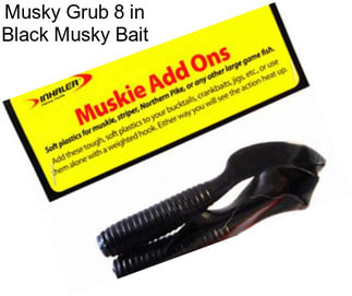 Musky Grub 8 in Black Musky Bait