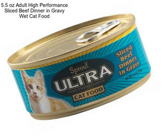 5.5 oz Adult High Performance Sliced Beef Dinner in Gravy Wet Cat Food