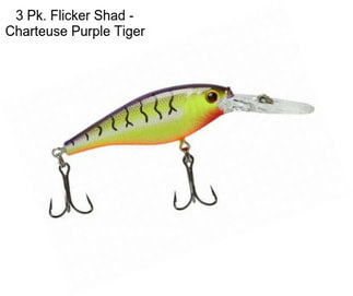 3 Pk. Flicker Shad - Charteuse Purple Tiger