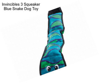 Invincibles 3 Squeaker Blue Snake Dog Toy