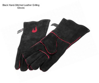 Black Hand-Stitched Leather Grilling Gloves