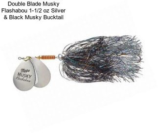 Double Blade Musky Flashabou 1-1/2 oz Silver & Black Musky Bucktail