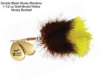 Double Blade Musky Marabou 1-1/2 oz Gold-Brown/Yellow Musky Bucktail