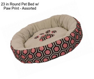 23 in Round Pet Bed w/ Paw Print - Assorted