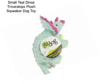 Small Teal Dinos Triceratops Plush Squeaker Dog Toy
