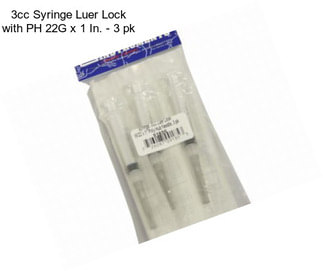 3cc Syringe Luer Lock with PH 22G x 1 In. - 3 pk