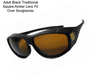 Adult Black Traditional Square Amber Lens Fit Over Sunglasses