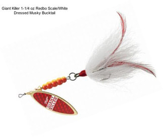 Giant Killer 1-1/4 oz Redbo Scale/White Dressed Musky Bucktail