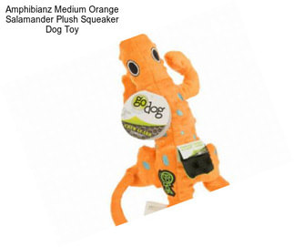 Amphibianz Medium Orange Salamander Plush Squeaker Dog Toy