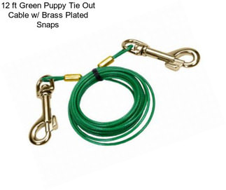 12 ft Green Puppy Tie Out Cable w/ Brass Plated Snaps